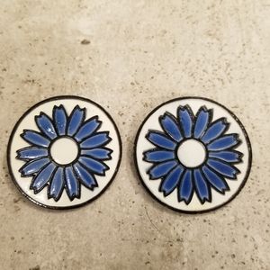 Vintage Blue and white shoe clips by Tip Toes